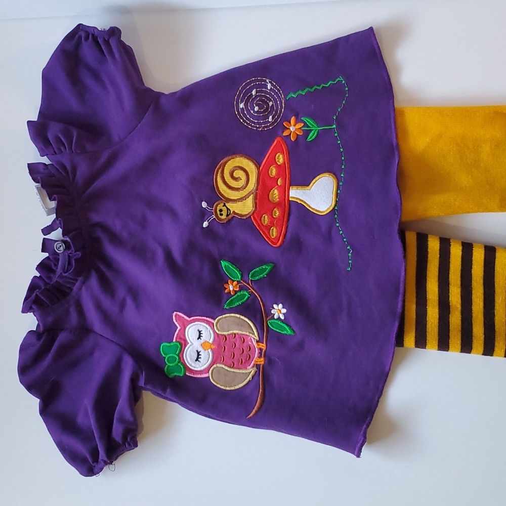 Dress and legging set, woodland animals size 12mo.